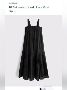 Abercrombie & Fitch Black Cotton Tiered Maxi Dress